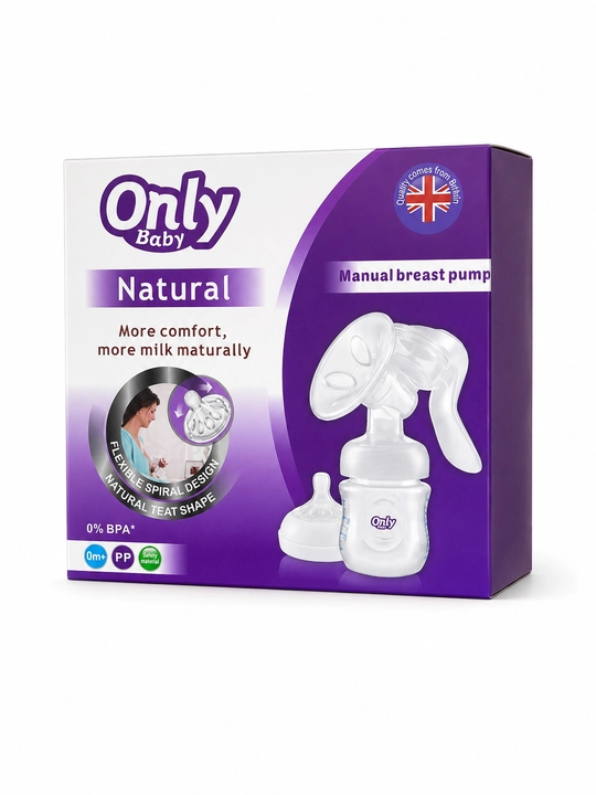 Ручной механический молокоотсос Only Baby Natural с бутылочкой в комплекте - 