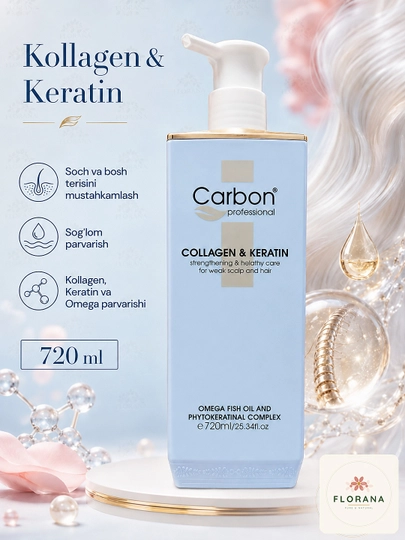 Carbon Professional Collagen & Keratin шампунь для укрепления волос, 720 мл - 