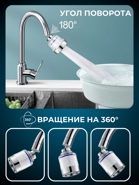 Латунный фильтр аэратор насадка на кран 360°, усилитель напора, универсальный, CleanSpace