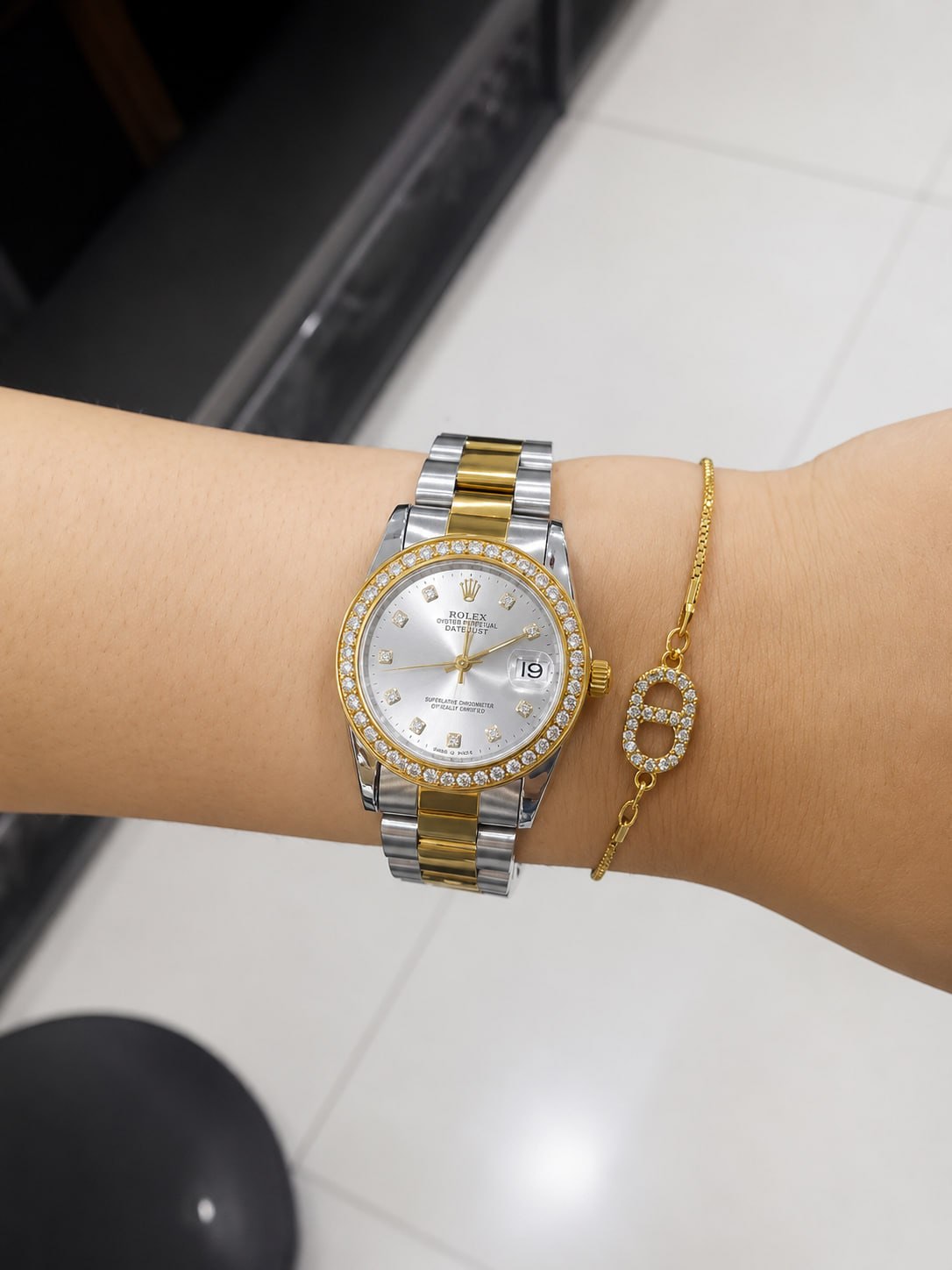 Ayollar uchun qo‘l soati Rolex Datejust, yashil siferblatli, braslet sovg‘a bilan