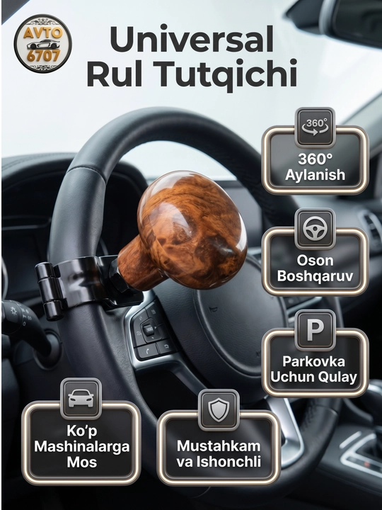 Universal avtomobil rul tutqichi 360° aylanuvchi spinner, yengil boshqaruv - 