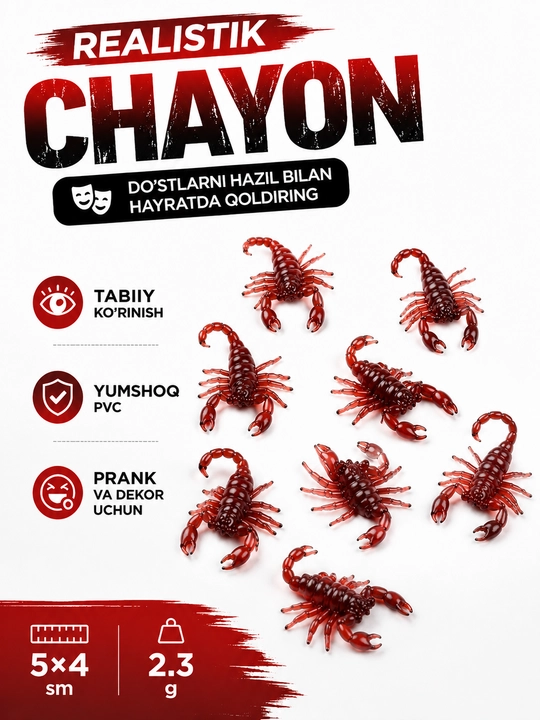 Haqiqiy hasharotlar paketi, Chayon, Ko‘p oyoqli, Suvarak, PVX prank o‘yinchog‘i - 