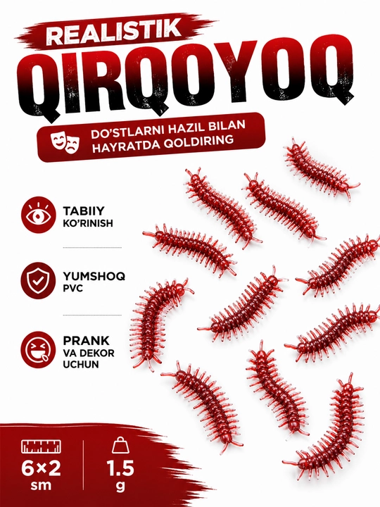 Haqiqiy hasharotlar paketi, Chayon, Ko‘p oyoqli, Suvarak, PVX prank o‘yinchog‘i - 
