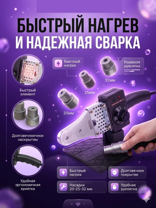 Сантехнический утюг, Сантехнический УТЮГ, Утюг с насадками, Сантехнические утюги - 