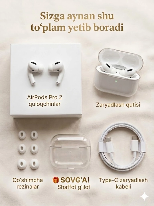 Pods Pro 2 simsiz quloqchinlari, sensorli boshqaruv, iPhone va Android uchun