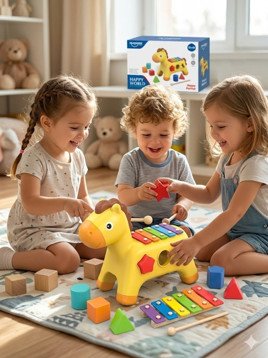 Детская музыкальная игрушка лошадка, развивающий игровой центр, подарок детям