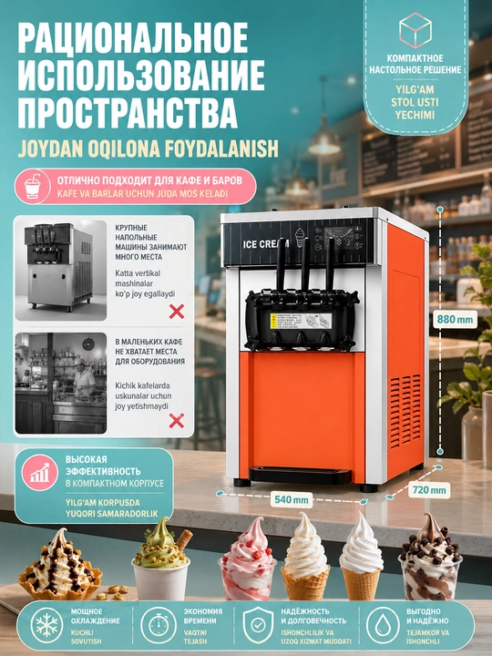 Аппарат для мороженного, настольный, DONPER HL-02, приготовления мороженого