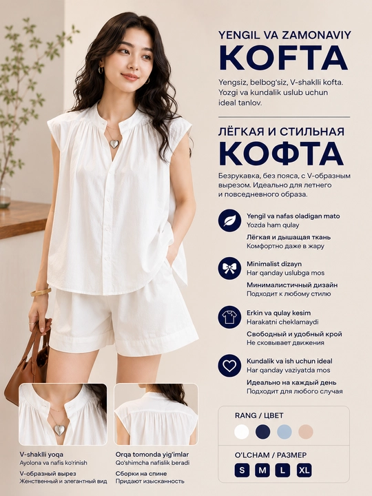 Блузка женская, кофта с коротким рукавом на пуговицах