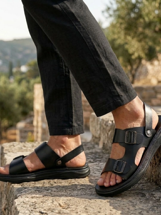Erkaklar uchun yozgi sandal, orqa tasmali, qulay, sirpanmaydigan tagcharmli