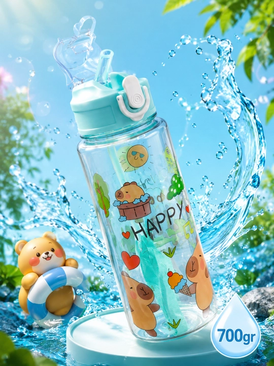 Bolalar uchun suv idish, trubichkali, remenli, 700 ml - 