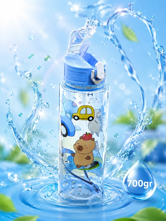 Bolalar uchun suv idish, trubichkali, remenli, 700 ml - 