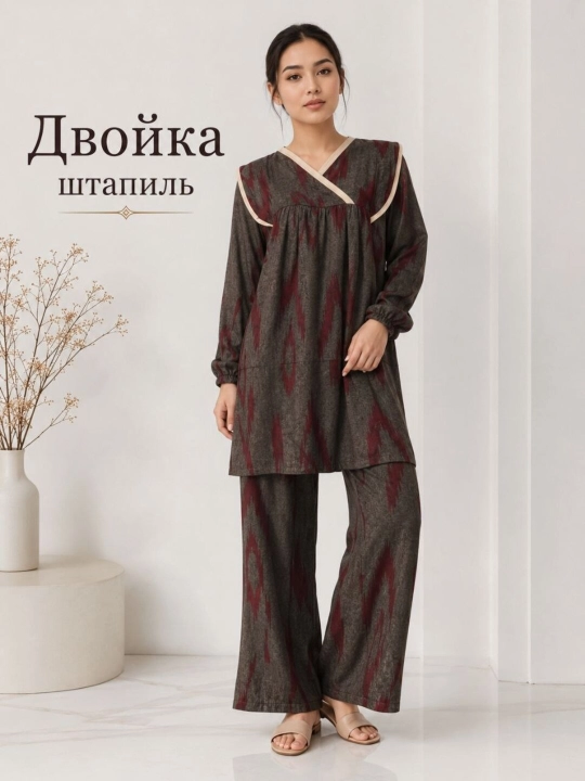Женская двойка из штапеля – лёгкая, удобная и стильная модель, размеры 46–52 - 