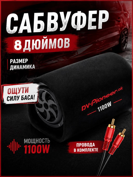 Pioneer", "13000W", "10 dyuym", "avtomobil sabvuferi - 