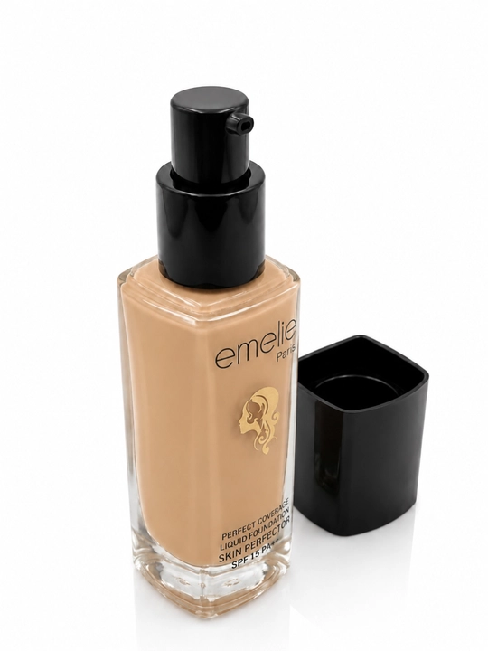 Emelie - Yuz tonal kremi, SPF, uzoq turuvchi, quyoshda erib ketmaydi, Mat rangda