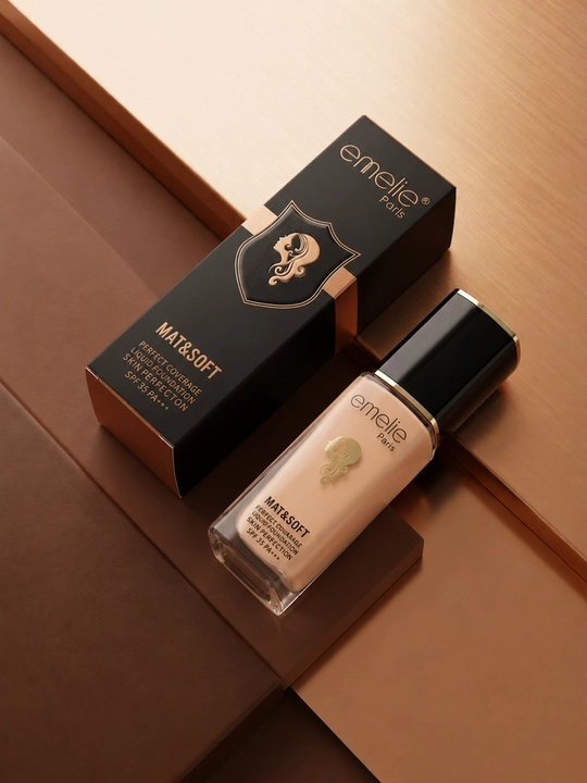 Emelie - Yuz tonal kremi, SPF, uzoq turuvchi, quyoshda erib ketmaydi, Mat rangda - 