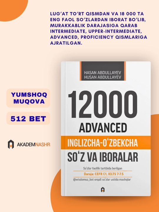 12000, advanced, inglizcha-o‘zbekcha lug‘at, Akademnashr - 