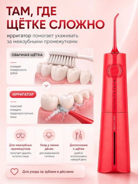Ирригатор для зубов Revyline портативный для полости рта