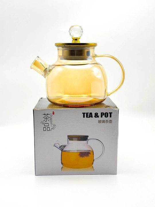 Shisha choynak, choy damlash uchun issiqqa chidamli, bambuk qopqoqli filtrli choynak