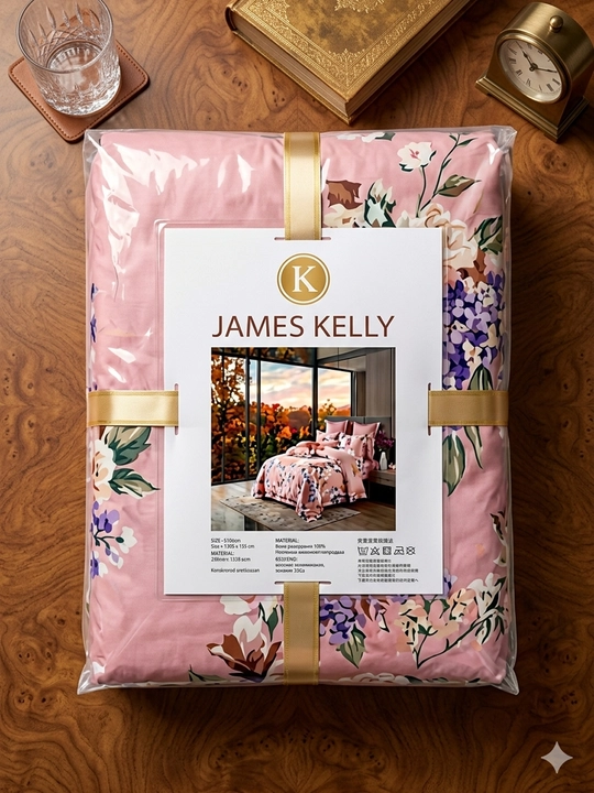 Комплект постельного белья JAMES KELLY  цветочным принтом, мягкая ткань, 8 расцветок, евро