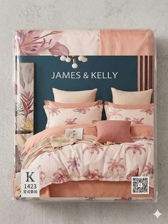 Комплект постельного белья JAMES KELLY  цветочным принтом, мягкая ткань, 8 расцветок, евро