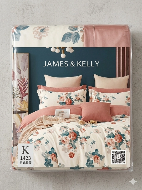 Комплект постельного белья JAMES KELLY  цветочным принтом, мягкая ткань, 8 расцветок, евро