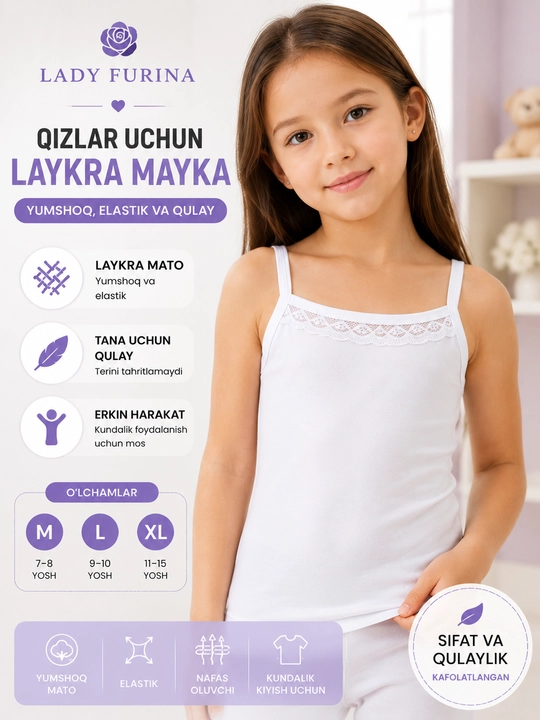 Qizlar uchun bolalar maykasi, laykradan - 
