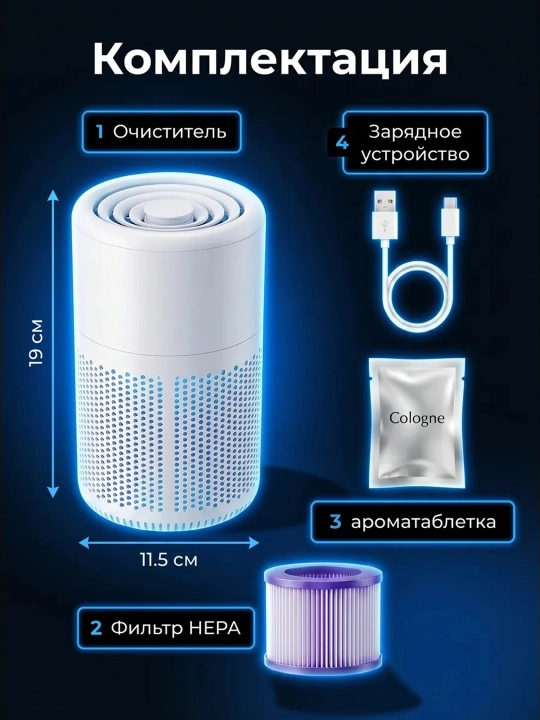 Очиститель воздуха для дома и увлажнитель, HEPA фильтр и ароматизатор воздуха