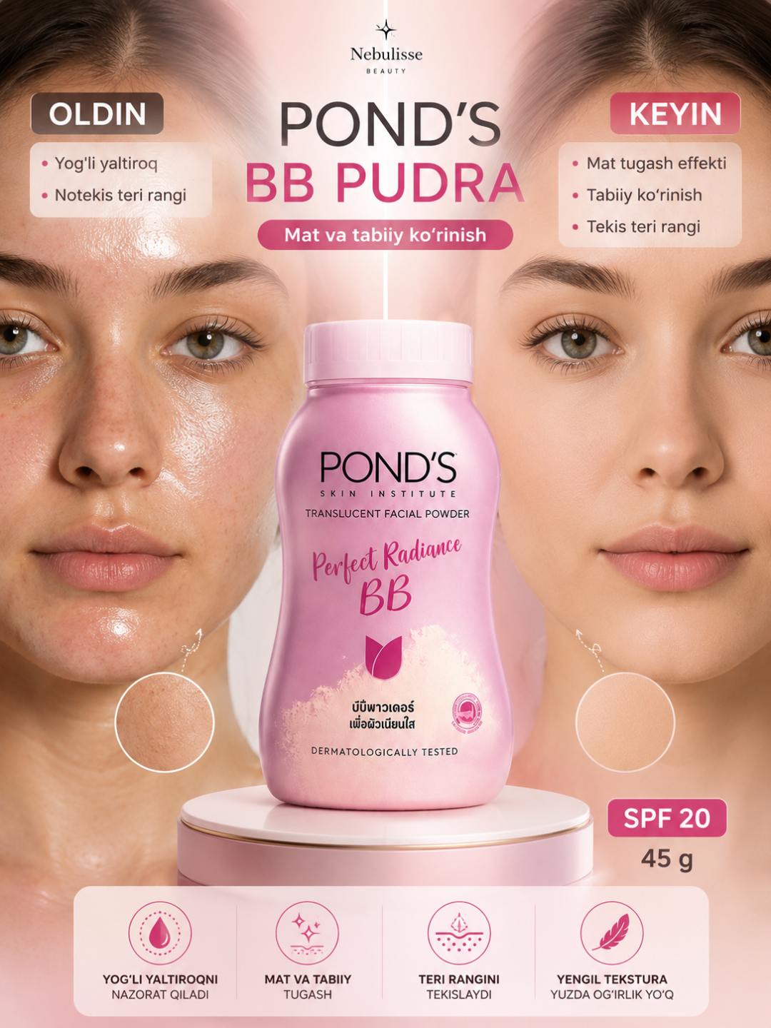 POND'S BB пудра для лица пондс тайская матирующая рассыпчатая SPF 45г Таиланд BB Magic