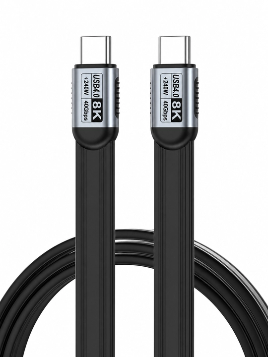 Type-C 240W 80Gbps yassi kabeli, iPhone va noutbuk uchun tez quvvatlash imkoniyati