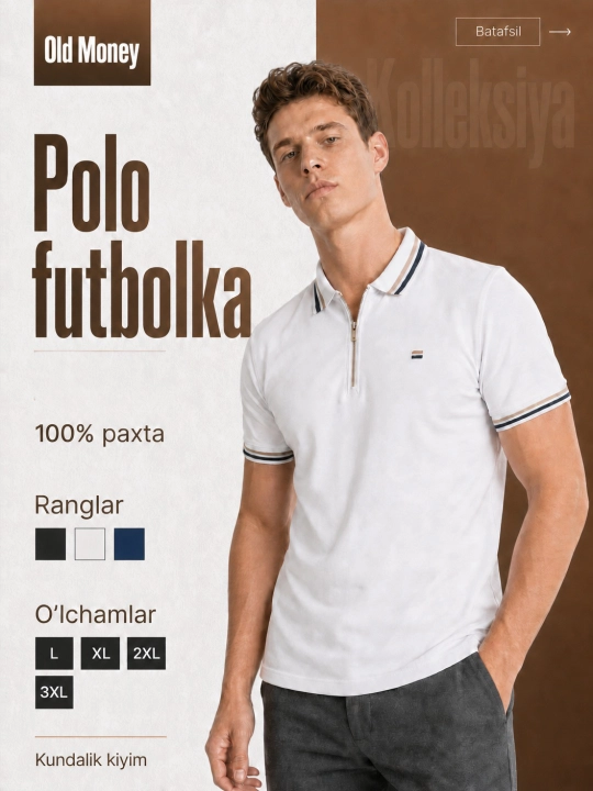 Erkaklar uchun polo futbolka – qisqa yengli, zamonaviy dizayn, kundalik va klassik uslub - 