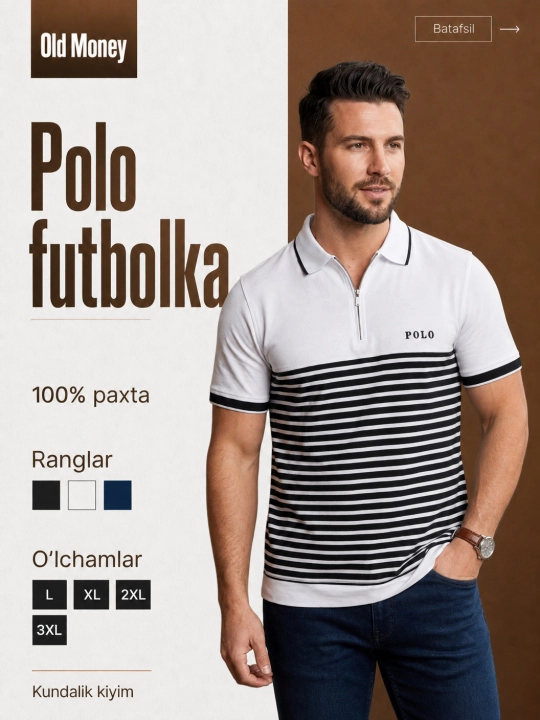 Erkaklar uchun polo futbolka – qisqa yengli, zamonaviy dizayn, kundalik va klassik uslub - 