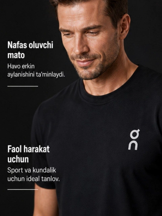 Erkaklar uchun sport kostyumi – futbolka va shim to‘plami, 100% paxta, kundalik kiyim
