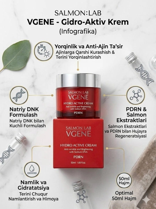 Salmon Lab VGENE Hydro Active Cream PDRN 50 ml – namlantiruvchi yuz kremi - 