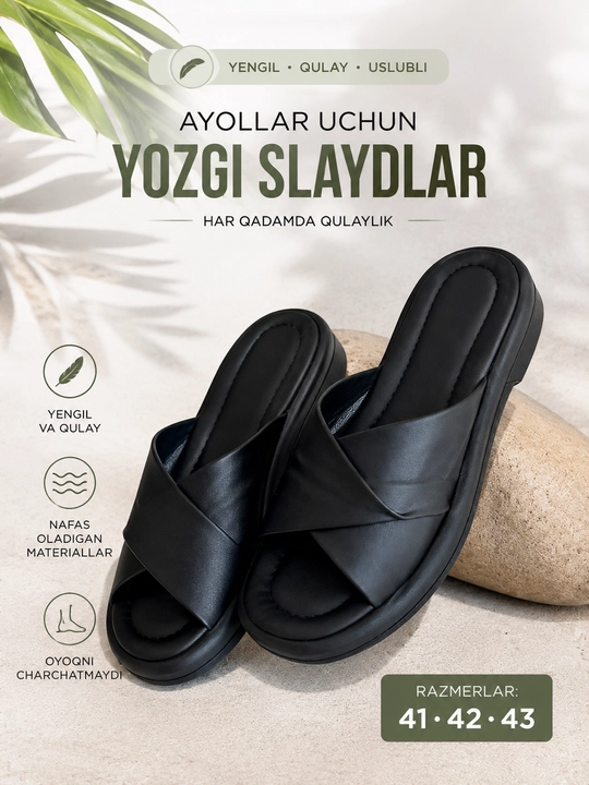 Ayollar oyoq kiyimlari, tapichka ayollar, yozgi oyoq kiyimlar, katta razmerlar, 41-43 - 