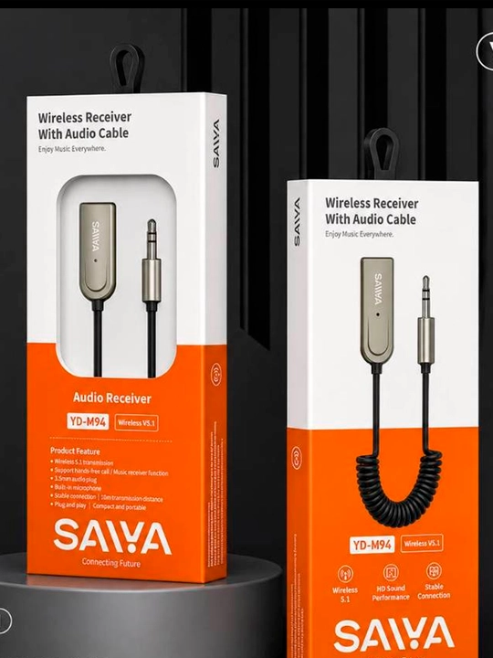 SAIVA YD-M49 Simsiz Bluetooth Receiver, AUX 3.5 mm Audio Kabeli bilan