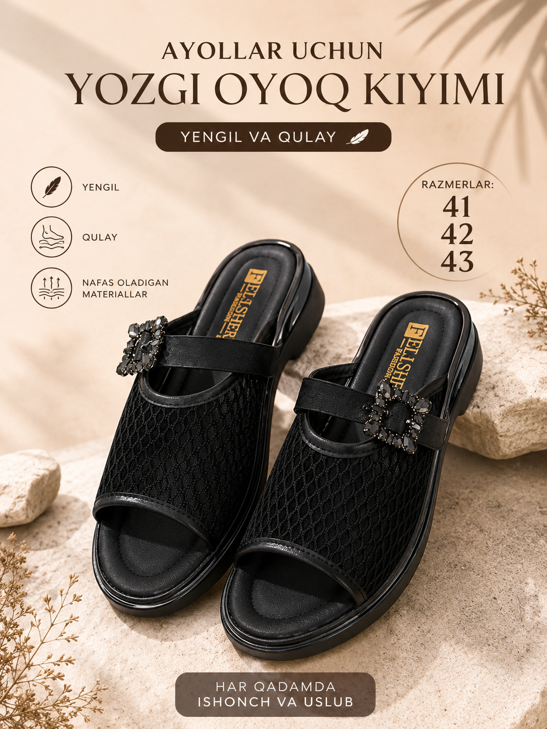 Ayollar oyoq kiyimlari, tapichka ayollar, yozgi oyoq kiyimlar, katta razmerlar, 41-43 - 