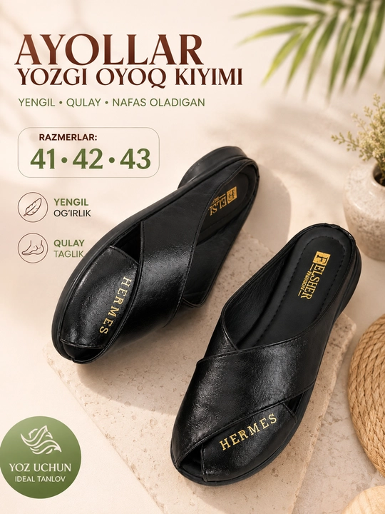 Ayollar oyoq kiyimlari, tapichka ayollar, yozgi oyoq kiyimlar, katta razmerlar, 41-43 - 