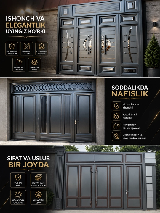Premium metall darvoza – zamonaviy dizaynli mustahkam hovli darvozasi
