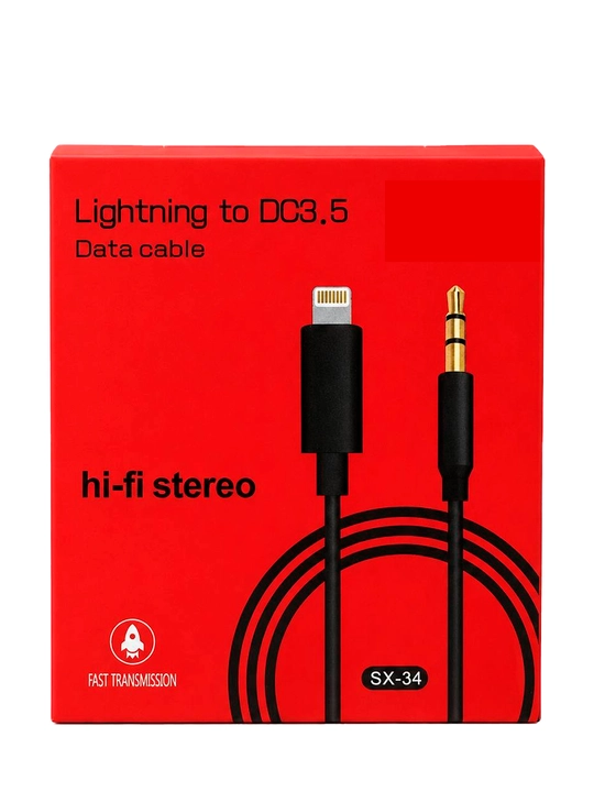 SX-34 Lightning to 3.5 mm AUX Audio Kabeli, Hi-Fi Stereo Adapter - 