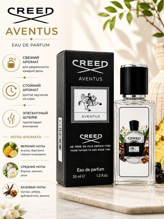 Creed Aventus erkaklar atiri 35 ml  Yog‘ochsimon-mevali ifor - 