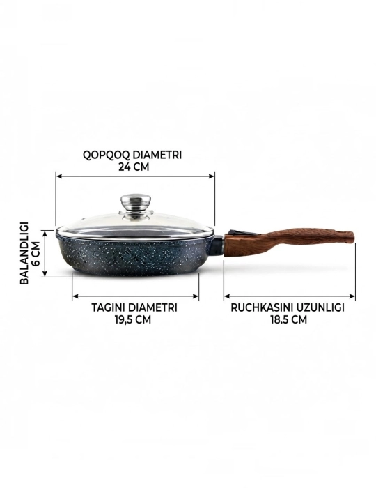 Tova Protiven Gardarika tagiga olmaydi yumshoq tutqich 22 sm, 24 sm, 26 sm, 28 sm