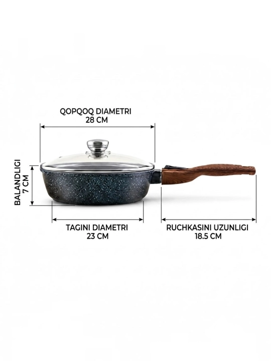 Tova Protiven Gardarika tagiga olmaydi yumshoq tutqich 22 sm, 24 sm, 26 sm, 28 sm