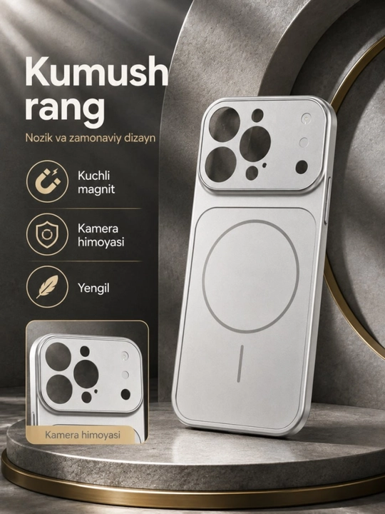 IPhone 17 dizayn chexol, magsafe bilan iPhone 13, 14, 15, 16 Pro, Pro Max uchun, chixol