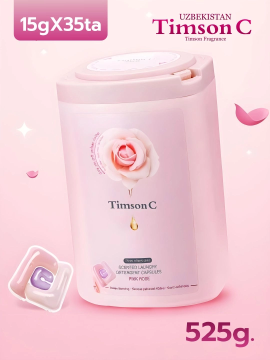 Капсулы для стирки Timson C – с приятным ароматом «Rosa» и «Pomelo Rose», формула 4 в 1 - 