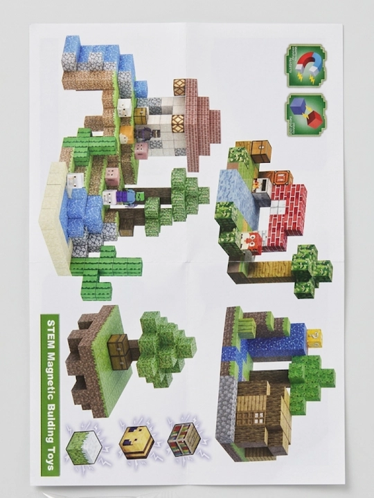 Lego magnit konstruktori Minecraft My World, bolalar uchun rivojlantiruvchi kubiklar 180