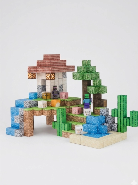 Lego magnit konstruktori Minecraft My World, bolalar uchun rivojlantiruvchi kubiklar 180