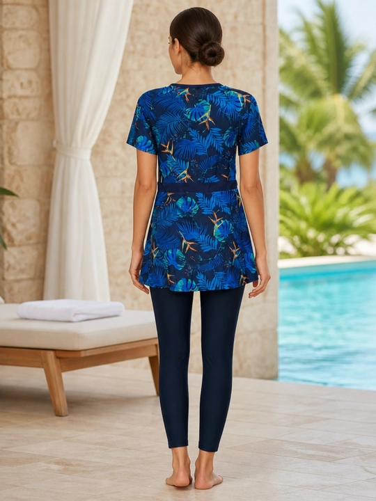 Quyoshdan maksimal himoyalovchi 2 ta 1 da yopiq cho‘milish kiyimi burkini, o‘lchamlari L-5XL