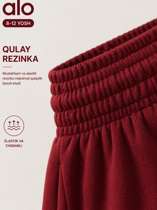 8-12 yoshli qizlar uchun sport to‘plami, oq futbolka va keng shim