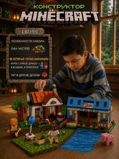 Конструктор Minecraft LB323 с шариковой трассой и фигурками, 578 деталей, подарок внутри