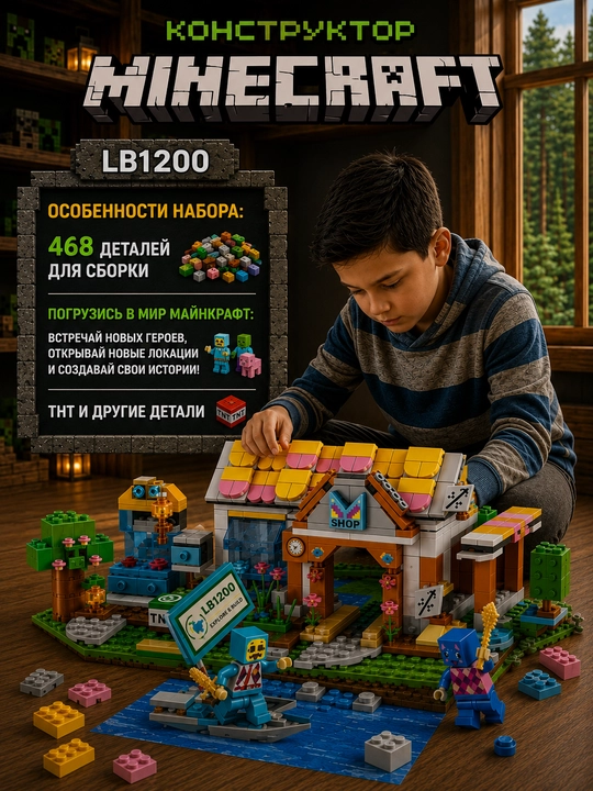 Конструктор Minecraft LB323 с шариковой трассой и фигурками, 578 деталей, подарок внутри